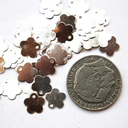 Stämpeltags blomma, 10 mm, Silver plated, 50 st - Bild 3