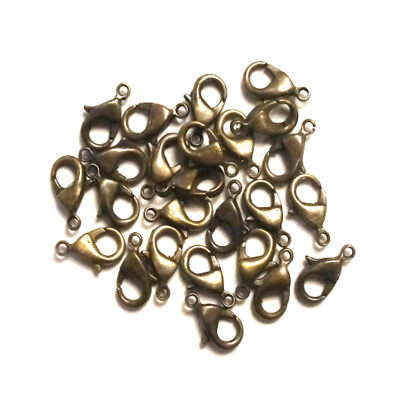 Smyckeslås, 10 mm, Antik bronze, 25 st