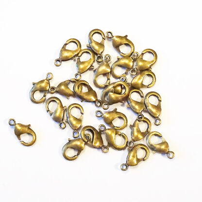 Smyckeslås, 12 mm, Antik bronze, 25 st