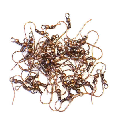 Örhänge fiskkrok, 18 x 0.8 mm, Kopparröd, 50 st