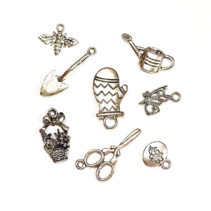 Hängen tema 'Trädgårdsredskap', 13 ~ 30 mm, Antik silver, 1 set