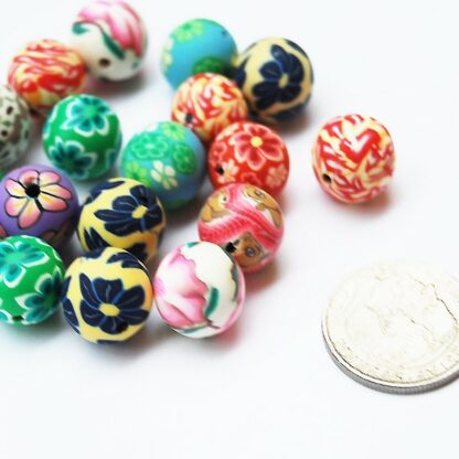 Fimopärlor runda, 14 mm, Blandade, 10 st - Bild 2
