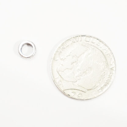 Berlock rund med fjädermönster, 7 x 3.5 mm, Antik silver, 1 st - Bild 3