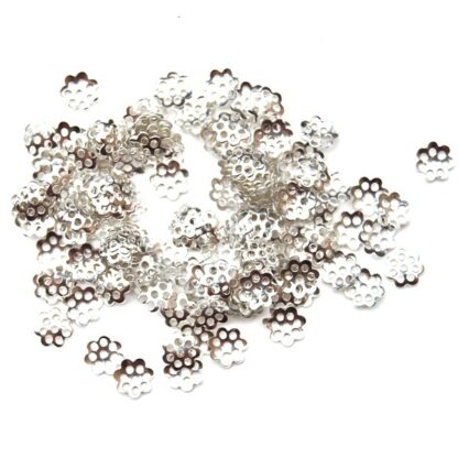 Pärlkåpor blommor, 6 mm, Silver plated, 50 st